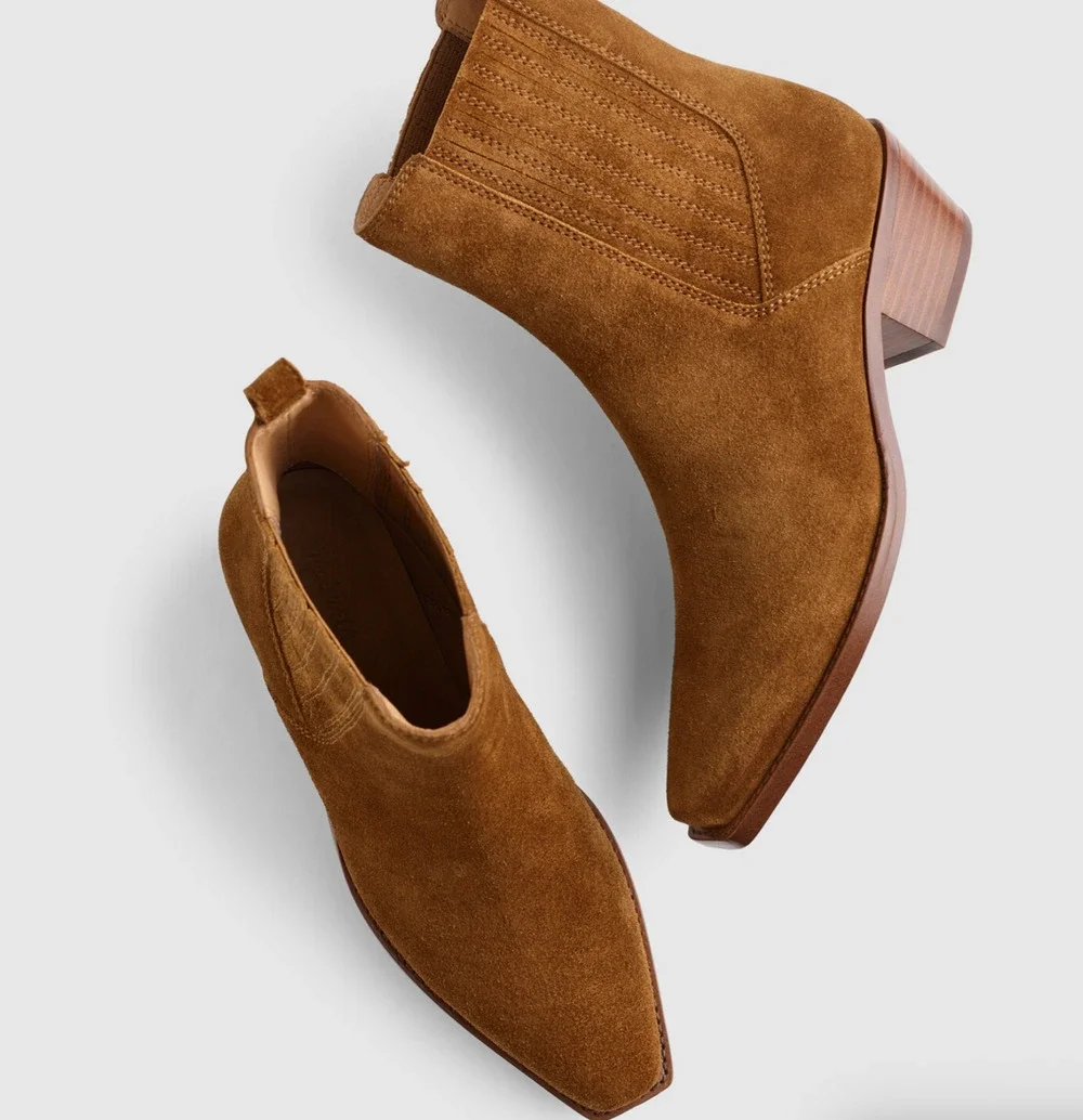 Madewell Ingrid Chelsea Boot 11 Tan Acorn NWT Ankle Booties NX772 Western Heel